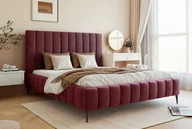Łóżka - Besilio Möbel - Podwójne łóżko 120x200 Tina II Slim aksamitna tkanina - Designerskie łóżko z listwową ramą, wezgłowiem i podstawą łóżka - Bordowy czerwony & Velluto 32 - miniaturka - grafika 1