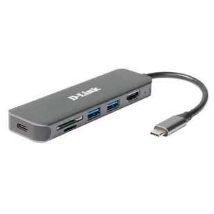 Hub USB D-Link 6v1 z USB-C na HDMI se čtečkou SD/microSD karet a funkcí Power Delivery (DUB-2327) Szary - Huby USB - miniaturka - grafika 1