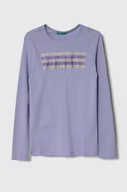 Bluzki dla dziewczynek - United Colors of Benetton longsleeve dziecięcy kolor fioletowy - miniaturka - grafika 1