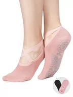 Skarpetki damskie - Skarpety stopki do jogi z ABS czarne i różowe 2PAK 35-38 YOCLUB - miniaturka - grafika 1