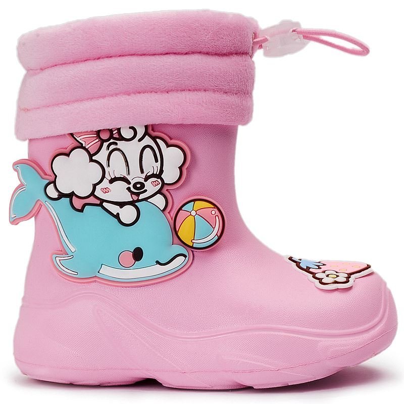Kalosze Dziecięce Piankowe Ocieplane Różowe Śniegowce Cieple Lekkie Piankowe Gumowe Wsuwane 28