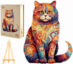 PUZZLE DREWNIANE DUŻE 230 ELEMENTÓW KOT SZKOCKI W DREWNIANYM PUDEŁKU - Puzzle - miniaturka - grafika 1