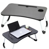 Inne akcesoria audio-wideo - Stolik podstawka pod laptopa rozkładany składany czarny do łóżka - miniaturka - grafika 1