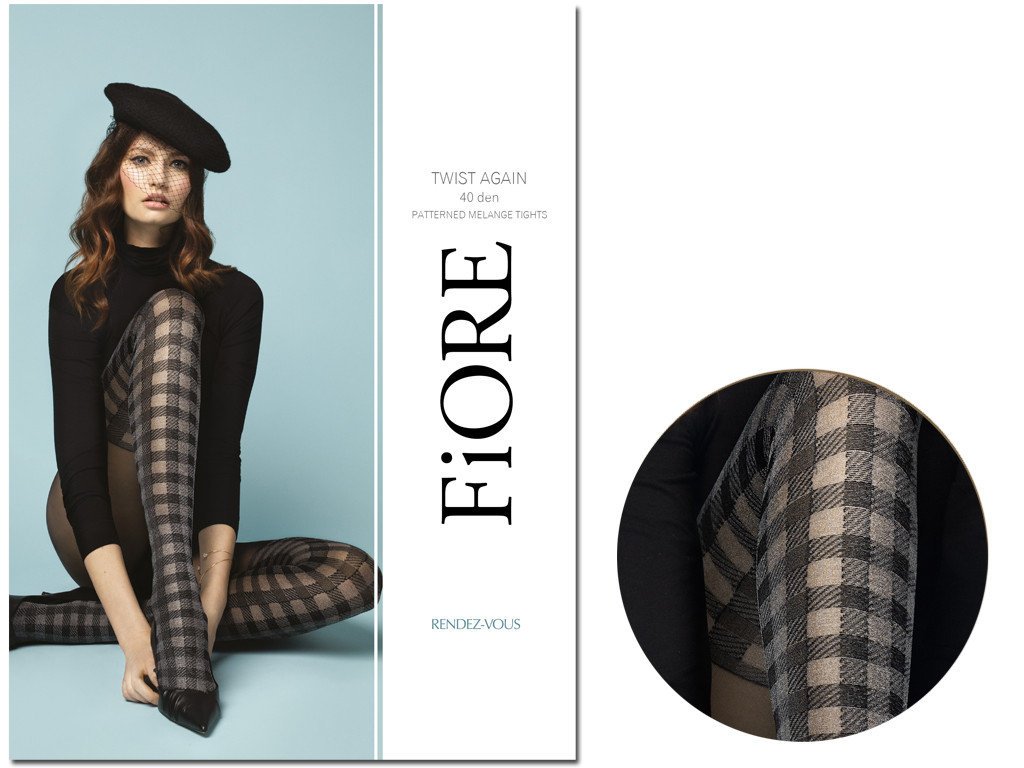 Rajstopy Damskie W Kratkę Melanż 40Den Black 2