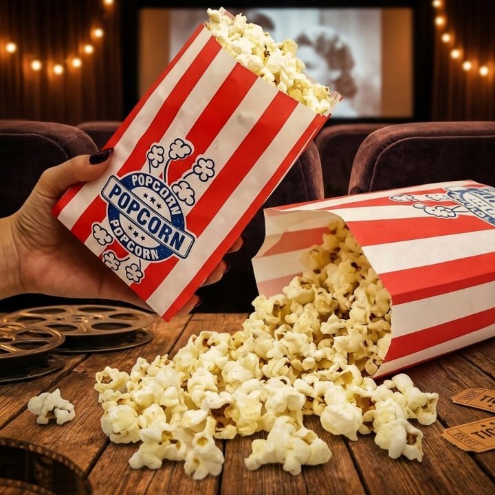 Torebki Papierowe na Popcorn EKO Atestowane 12x20 cm – 1000 sztuk