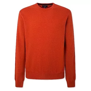 Hackett London Sweter męski Merino Cash Mix Crew, Czerwony (terakota), XXL - Swetry męskie - miniaturka - grafika 1