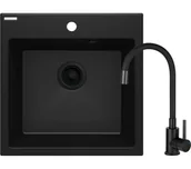 Zlewozmywaki z baterią - Deante Evora ZQJNN103 Nero + bateria Czarny - miniaturka - grafika 1