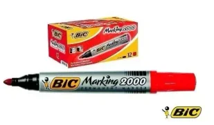 Marker Permanentny Eco 2000 czerwony (12szt) BIC - Przybory szkolne - miniaturka - grafika 1