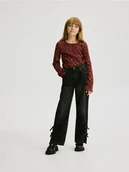 Spodnie i spodenki dla dziewczynek - Reserved - Jeansy straight z kokardkami - czarny - miniaturka - grafika 1