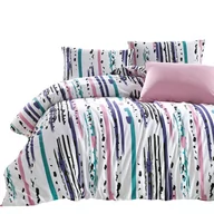 Pościel - Pościel bawełniana 200x220 Azurit paseczki różowe - miniaturka - grafika 1