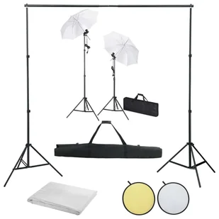 vidaXL Lampa studyjna Zestaw studyjny z tłem blendą lampami i parasolkami 3055095 - Lampy studyjne - miniaturka - grafika 1
