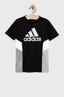 Koszulki dla dziewczynek - Adidas Performance t-shirt dziecięcy kolor czarny z nadrukiem - grafika 1