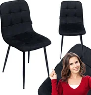 Krzesła - Krzesło tapicerowane welurowe do salonu jadalni velvet loft czarny - miniaturka - grafika 1