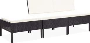 Elior Zestaw czarnych mebli ogrodowych z jasnymi poduszkami - Shannon 2X - Meble ogrodowe - miniaturka - grafika 1