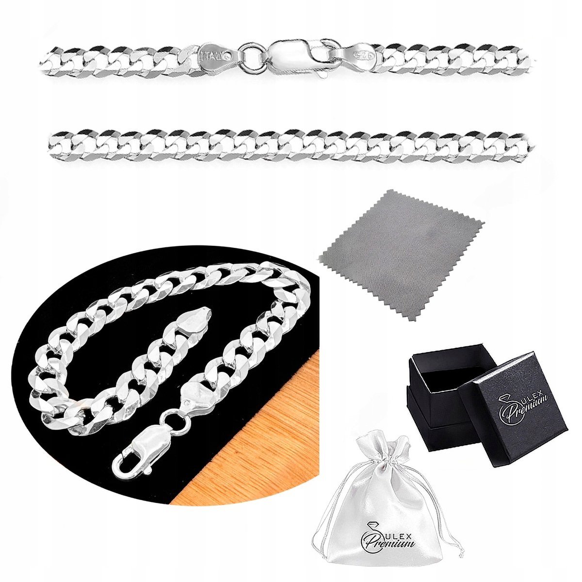 Bransoletka srebrna pr. 925 Kieta Męska Klasyczna PANCERKA 22 cm x 9 mm