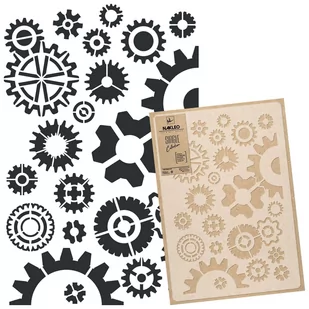 Nakleo szablon malarski wielokrotny // KOŁA ZĘBATE - ZĘBATKI #2 - MEDIUM (45x65cm) - Szablony malarskie - miniaturka - grafika 2