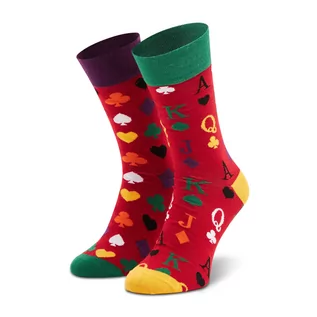 Skarpetki damskie - Skarpety Wysokie Męskie DOTS SOCKS - D20WF-SX-036-X-041046 Czerwony Kolorowy - grafika 1