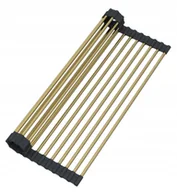 Akcesoria do armatury i ceramiki - Mata ociekarka stalowa na zlewozmywak zwijana złota - miniaturka - grafika 1