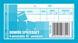 Emeko Tomecki I Płaczek S.k.a Druk Dowód sprzedaży Paragon wielokopia A7 - Druki akcydensowe - miniaturka - grafika 1