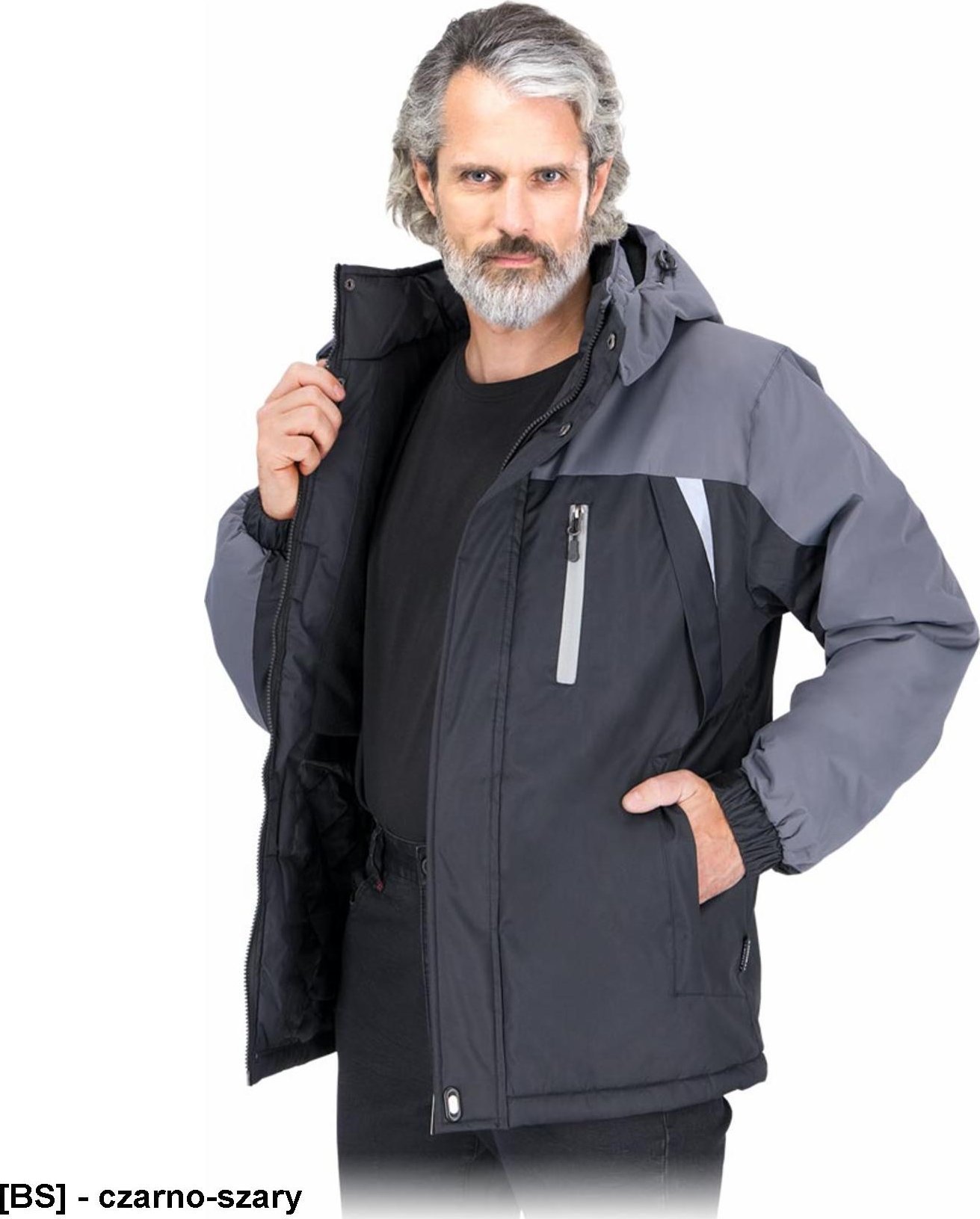 Kurtka męska R.E.I.S. OSVALD - Kurtka ochronna ocieplana męska stójka odblaski 100% poliester o gramaturze 160 g/m2 3XL