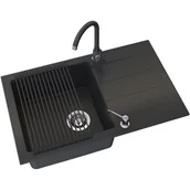 Zlewozmywaki z baterią - Zlewozmywak PYRAMIS Sparta Plus 070053001BP + bateria + dozownik + rollmata Karbonowy - miniaturka - grafika 1