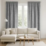 Zasłony - SZARA ZASŁONA ZACIEMNIAJĄCA NA TAŚMIE WELUROWA Z KRYSZTAŁKI 140X270 SHINY - miniaturka - grafika 1