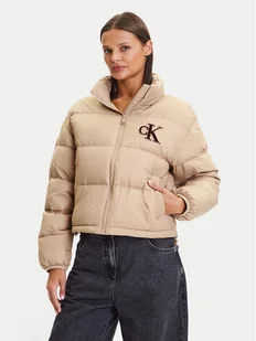 Calvin Klein Jeans Kurtka puchowa Graphic Logo LV047D503G Beżowy Regular Fit - Kurtki damskie - miniaturka - grafika 1
