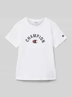 Koszulki dla chłopców - T-shirt z nadrukiem z logo - miniaturka - grafika 1