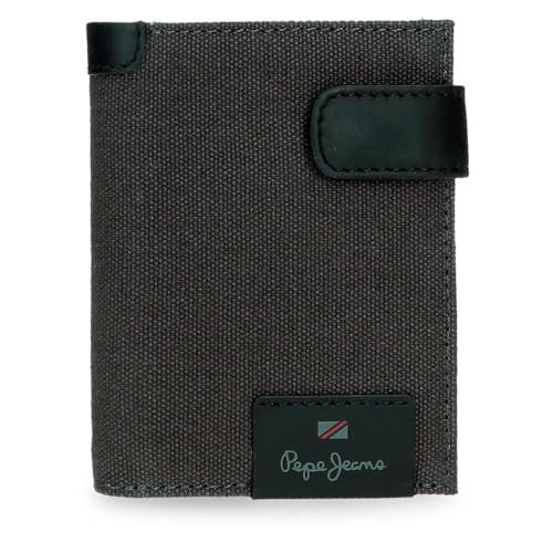 Pepe Jeans Hilltop Portfel pionowy z uchwytem na karty i zapięciem na zatrzask, szary 8,5x10,5x1 cm Skóra by Joumma Bags, Szary, Talla única, Pionowy portfel z uchwytem na karty i zapięciem na