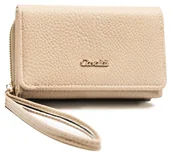 Portfele - Pojemny stylowy portfel damski na karty elegancka portmonetka na suwak skóra ekologiczna Cavaldi, jasny beżowy - miniaturka - grafika 1