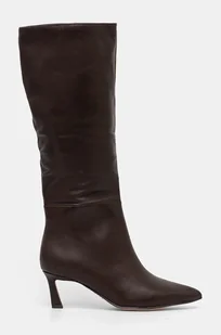 Steve Madden kozaki skórzane Lavan damskie kolor brązowy na szpilce SM11003290 - Kozaki damskie - miniaturka - grafika 1