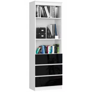 REGAŁ BIUROWY R 60 cm CLP 3 SZUFLADY 2 PÓŁKI BIAŁY / CZARNY POŁYSK - Regały biurowe - miniaturka - grafika 1