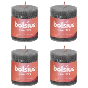Bolsius Rustykalne świece pieńkowe Shine, 4 szt., 80x68 mm, szare - Świece - miniaturka - grafika 1