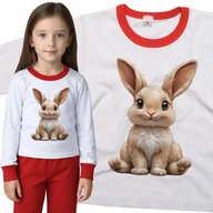 Piżamy dla dziewczynek - Piżama dziecięca Wesoły Beżowy Królik Zając Króliczek Zajączek 86/92 - VoloDonum - miniaturka - grafika 1