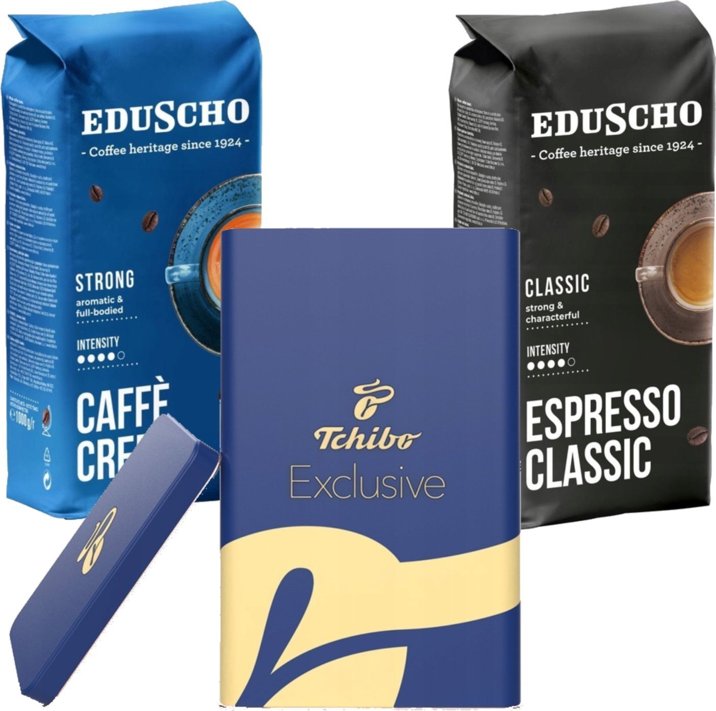 Kawa ziarnista Tchibo Zestaw: Caffe Crema Strong 1kg + Espresso Classic 1kg + Puszka