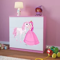 Komody dla dzieci - KocotKids Komoda do pokoju dziecięcego, babydreams, księżniczka i konik, 81 cm, różowa - miniaturka - grafika 1