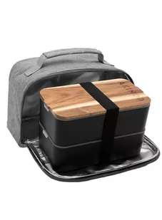Lunchbox Bento + torba termiczna Akinod 11H58 - black / grey - Lunch boxy - miniaturka - grafika 1