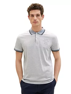 TOM TAILOR Męska koszulka polo 1037994, 15398-Light Stone Grey Melange, XL, 15398 – Light Stone Grey Melange, XL - Koszulki męskie - miniaturka - grafika 1