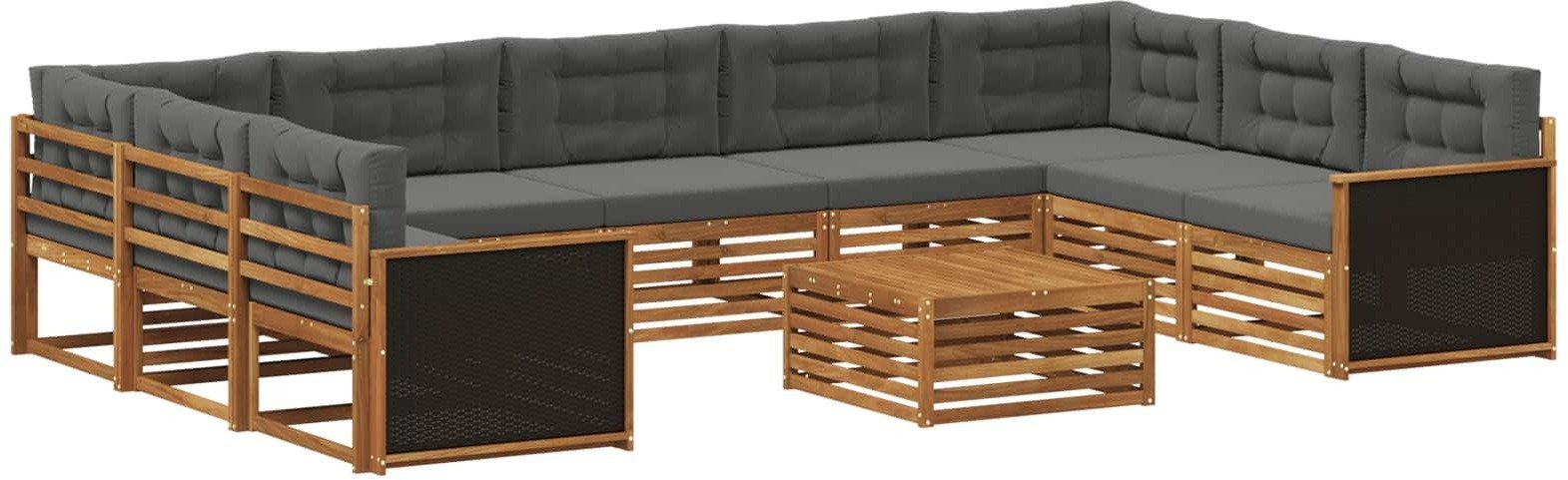 vidaXL Zestaw sof na zewnątrz 10 pcs Naturalny i Antracytowy