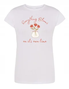 T-Shirt damski fajny nadruk KWIATY KWIATKI r.XL - Koszulki i topy damskie - miniaturka - grafika 1