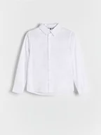 Bluzki dla chłopców - Reserved - Bawełniana koszula regular fit - biały - miniaturka - grafika 1