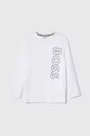 Bluzki dla dziewczynek - BOSS longsleeve dziecięcy kolor biały z nadrukiem - Boss - miniaturka - grafika 1