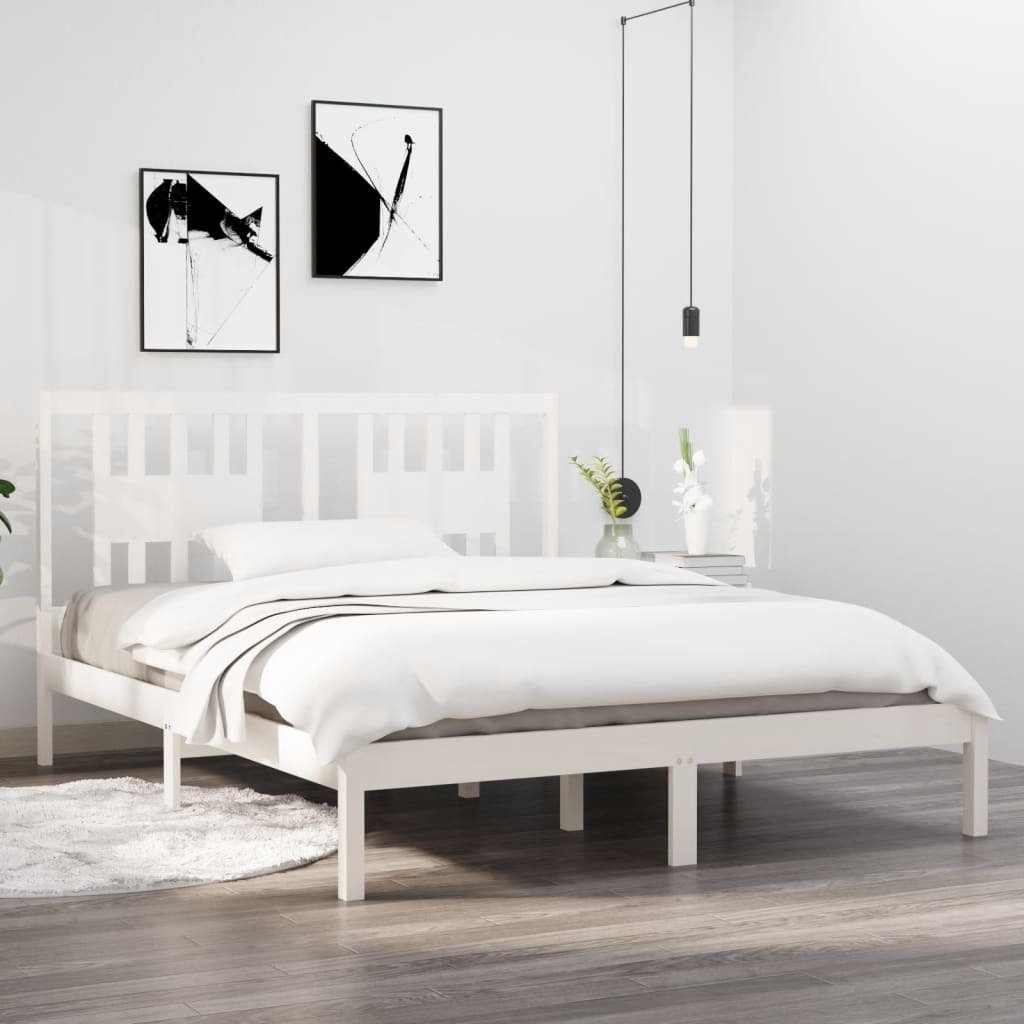 Łóżko z litego drewna sosna biała 140x200 cm