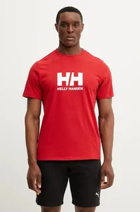 Helly Hansen t-shirt bawełniany HH LOGO męski kolor czerwony z nadrukiem 54596 - Koszulki męskie - miniaturka - grafika 1