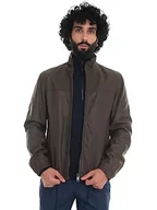 Kurtki męskie - BOSS Męska kurtka Jasis Leather_Jacket, ciemnozielony, 58 - miniaturka - grafika 1