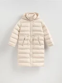 Płaszcze damskie - Reserved - Pikowany płaszcz z kapturem - złamana biel - miniaturka - grafika 1