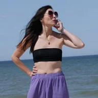 Koszule damskie - Tube top czarny bawełna - miniaturka - grafika 1