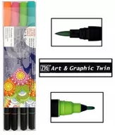 Kredki, ołówki, pastele i pisaki - Pisaki dwustronne brush Twin ZIG KURETAKE 4 kol - miniaturka - grafika 1