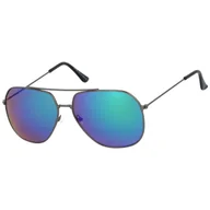 Okulary przeciwsłoneczne - Okulary VEIT pilotki męskie szare z zielonymi szkłami UV400 - miniaturka - grafika 1