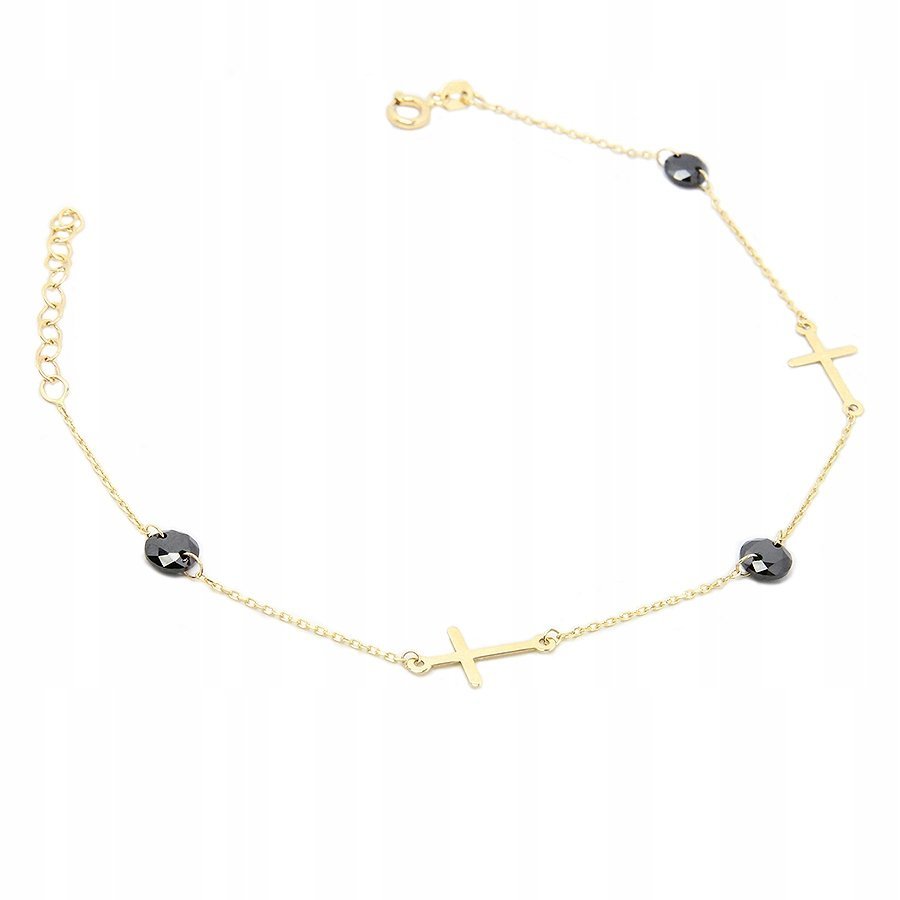 Bransoletka Złota Celebrytka Krzyżyk Cyrkonia 585